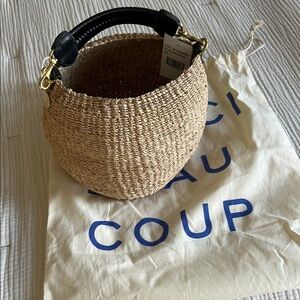 Clare V Pot de Miel with black leather handle